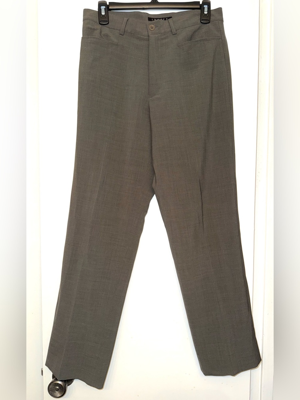Theory flat front, mid gray, wool blend dress pants, size 30, EUC
